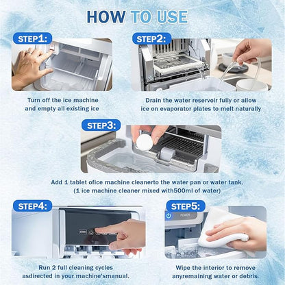 Ice Machine Cleaner Maker Descaler - 48 clean Tablets Compatible with Frigidaire, Opal, GE Profile, Kitchenaid, Nickel Safe Scale Remover for Countertop, Nugget Ice Makers-Odor-Free, Crystal Clear Ice
