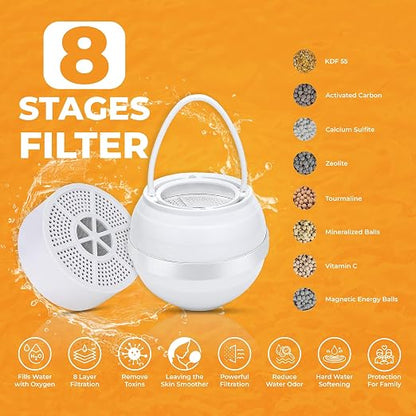 Bath Filter for Tub - 8 Stage BPA-Free Bath Water Filter – Premium Hard Water Filter for Tub & Faucet - Advanced Chlorine, Hard Water & Impurity Removal for Healthier Skin & Hair