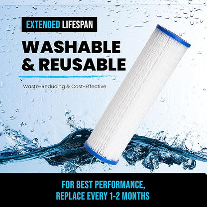 Cold Plunge Water Filter Cartridges, 50 Micron Sediment Filters for Ice Bath & Cold Plunge Tubs, Universal 10” x 2.5” Water Filter Replacements, Under Sink & Whole House Systems, 4-Pack