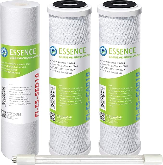 APEC Water Systems Filter-Set-ESUV-SSV2 75 GPD High Capacity Complete Replacement Filter Set for ROES-UV75-SS Reverse Osmosis Water Filter System Stage 1-3&5