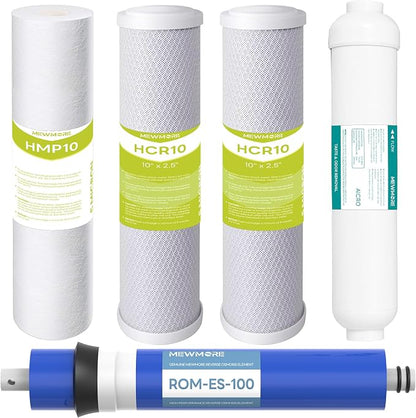 5 Stage ROES-100 RO Water Filter Replacement FILTER-MAX-ES100 100 GPD Set for APEC ROES-100 Reverse Osmosis System, 3/8" Output