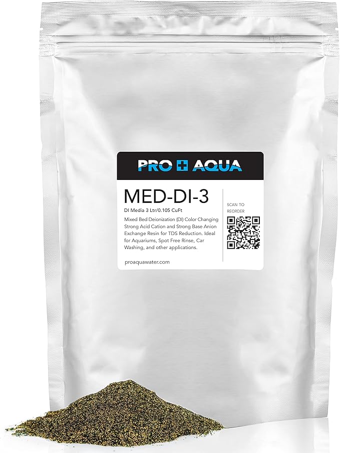 DI Resin Replacement Refill Deionization Color Changing Premium Grade, TDS Filtration, Aquariums, Spot Free Rinse, 1L (3 Liter)