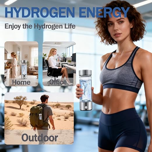 Hydrogen Water Bottle Generator, Up to 4000 PPB, with SPE/PEM Technology, for Home Office Travel Fitness Drinking, Portable USB Rechargeable High-Concentration Hydrogen Water Maker