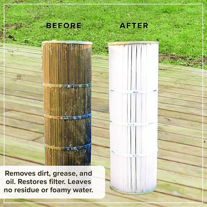 Hot Tub Filter Cleaner - 6 Month Supply - 4 to 8 Uses - 32 oz Spa Filter Cartridge Cleaner - Hot Tub & Pool Filter Cleaner Soaking Solution - No Residue or Foam - Restores Filter - Safe & Non-Toxic