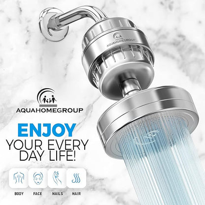 AquaHomeGroup - Filtered Shower Head Chrome & 2 x cartridges