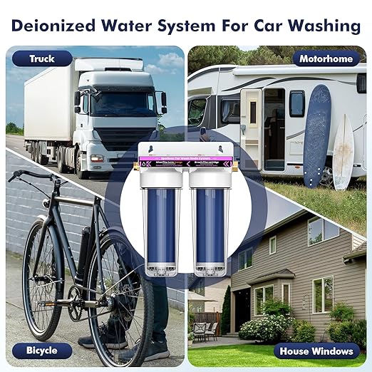 Deionized Spot Free Car Rinse Unit, Spotless Car Wash Water System,Deionized Water System for Car Wash, Suitable for Cars, RVs, Motorcycles, Yachts, and Windows, No Towel Drying, Color Changing Resin