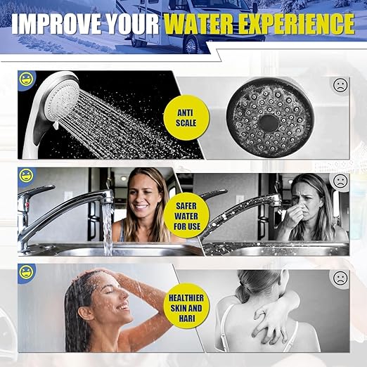 AKM RV Water Filtration System,Reduce Chlorine, VOCs, Heavy Metals, Bad Taste, Odor, Anti-Scale, KDF GAC Carbon Filters,3/4" GHT Brass Quick Connectors, Scale Inhibitor Filter