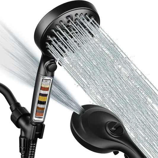 INAVAMZ Filtered Shower Head with Handheld, 9 Spray Modes 2.5GPM High Pressure Showerhead with ON OFF Pause Switch, 15 Stage Water Softener Filter for Hard Water Remove Chlorine and Harmful Substances