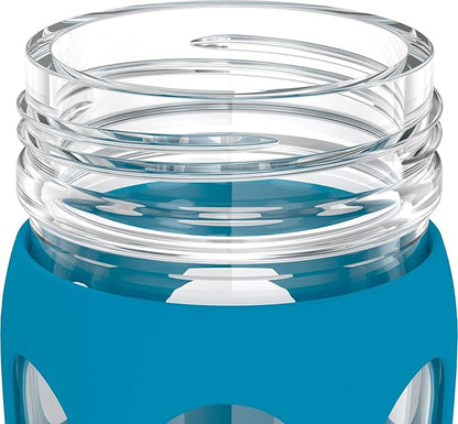 Lifefactory 16-Ounce BPA-Free Glass Water Bottle with Classic Cap and Protective Silicone Sleeve, Teal Lake