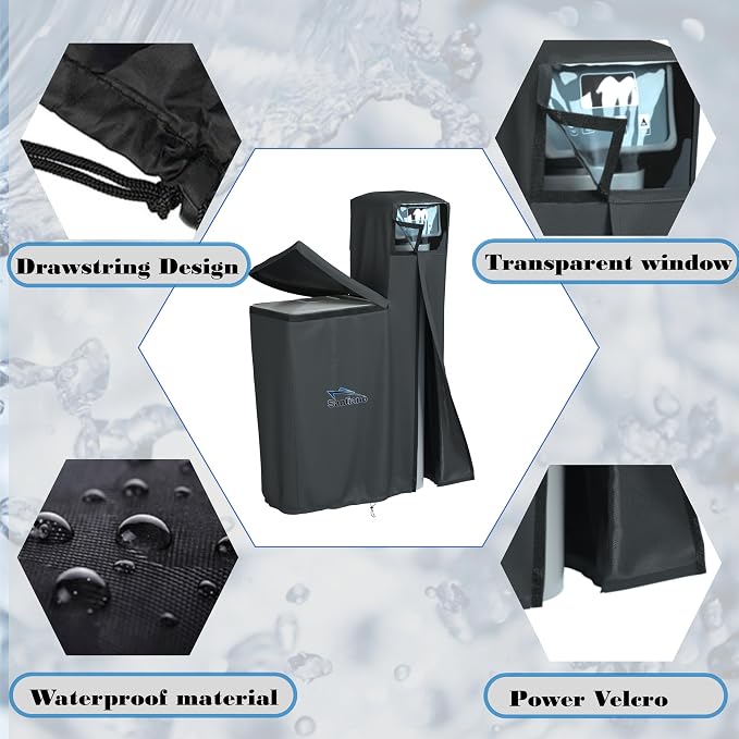 Santiano Water Softener Cover - All-Season Use,900D waterproof Oxford，Shield Your Outdoor Water Softener!Transparent Window Design,Dustproof, Waterproof, Sun Protection,(64x40x16 Inches, Black) .