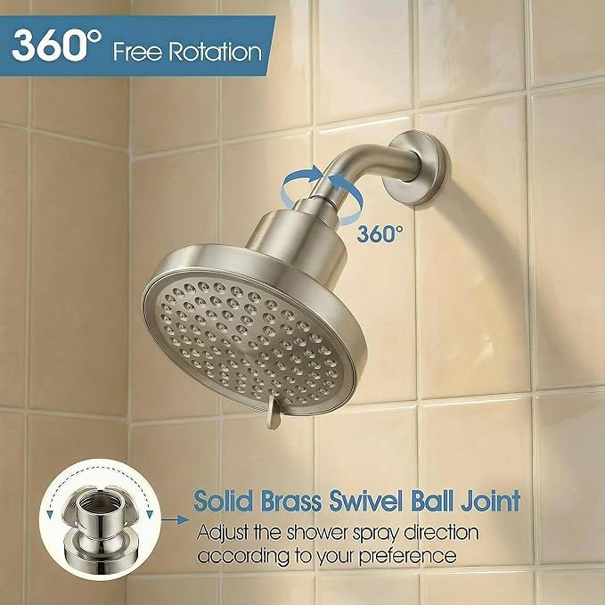 Fixed Shower Head ＆ Filter COMBO ! Anti - Chlorine Hard Water Filtered Shower Heads- 7 Sprays High Pressure Showerheads with 25 Stage Filtration (Brushed Nickel)