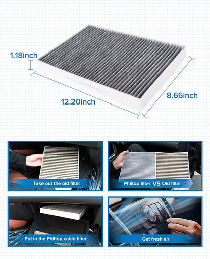 PHILTOP HEPA Cabin Air Filter w/Activated Carbon, Compatible with CF12211 Audi Q5, Q7, A4 Quattro, A6 Quattro, Q8, A5 Sportback, SQ5, A5 Quattro, A4, e-tron Quattro, Q5 Sportback, Q5 PHEV, S4