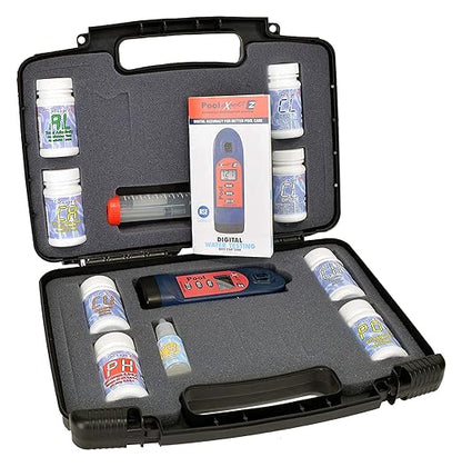 486201-K Exact® Pool EZ Photometer Starter Kit | 10 Parameters - F/C/T Chlorine, pH, Alkalinity, Calcium, Cyanuric, Copper, Salt, & Phosphate | 25 Tests Ea. w/o PO4, Cu, NaCl | NSF Certified