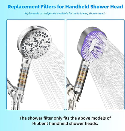 Hibbent 2 Pack Replacement Shower Filters Fit Hibbent 10-spray Handheld Shower Head, 20 Stage Showerhead Filter for Hard Water, High Output Shower Filter