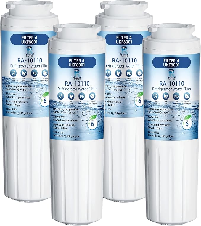 EDR4RXD1 UKF8001 Water Filter 4 Replacement for Everydrop Filter 4,Whirlpool EDR4RXD1,4396395,Maytag UKF8001,UKF8001AXX,WRF535SWHV WRF535SWHZ WRF555SDHV WRX735SDBM WRX735SDHZ KRFC300ESS