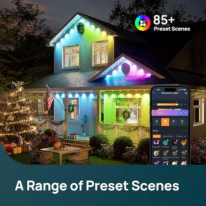 Linkind Permanent Outdoor Lights HP5, 100ft Smart AI RGBTW LED Outdoor Lights for Eave, 85 Scenes Modes, IP67 Waterproof, Works with Alexa,Google Assistant