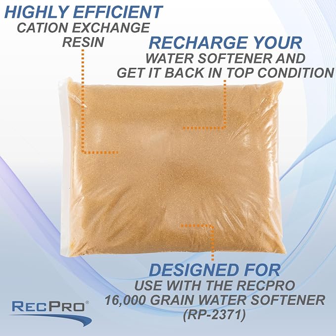 RecPro RV Water Softener Refill | Easy Replacement Kit for Portable Softener | Cation Exchange Resin (16,000 Grain)