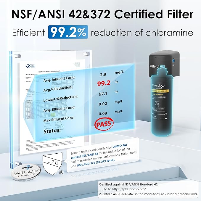 Waterdrop RF10-CM Water Filter Replacement for Waterdrop 10UB-CM/10UA/10UB Under Sink Water Filter, Reduces 99% Chloramine, Chlorine, Bad Taste & Odor, NSF/ANSI 42 Certified