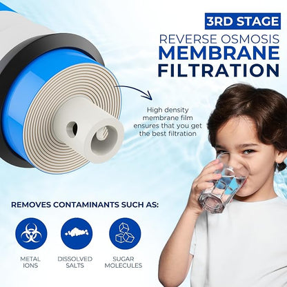 IPW Industries Inc. | Complete Reverse Osmosis Water Filter Replacement Kit for Krystal Pure KR15 - Membrane Filter, Carbon Block Filters, Polypropylene Sediment Filter for Efficient Water Filtration
