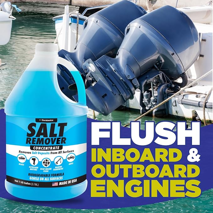 [1 Gallon] Salt Remover Concentrate - Marine Engine Flush for Boats - Perfect for Outboard Motor Flush & Washing Salt Deposits - Remove Salt Deposits for Autos