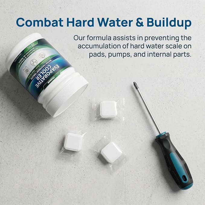 Swamp Cooler Water Stain Cleaning Tablets for Evaporative Coolers | Odor Control, Scale Prevention & System Maintenance | swamp cooler tablets 20pcs