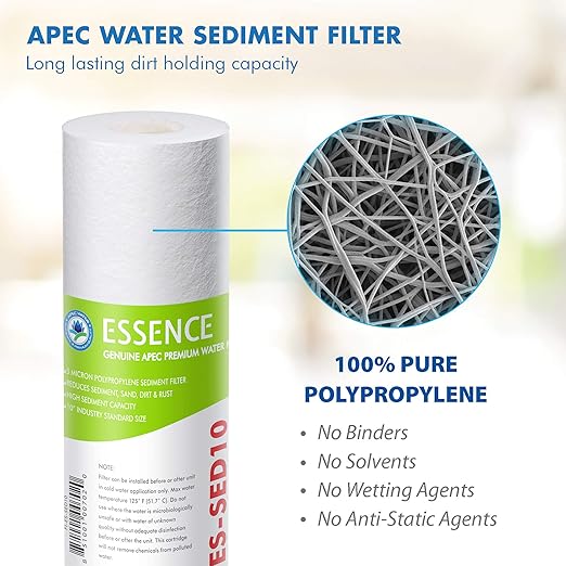 APEC Water Systems WFS-1000 3 Stage Under-Sink Water Filter System, White & Filter-Set-ES High Capacity Replacement Pre-Filter Set for Essence Series Reverse Osmosis Water Filter System Stage 1-3