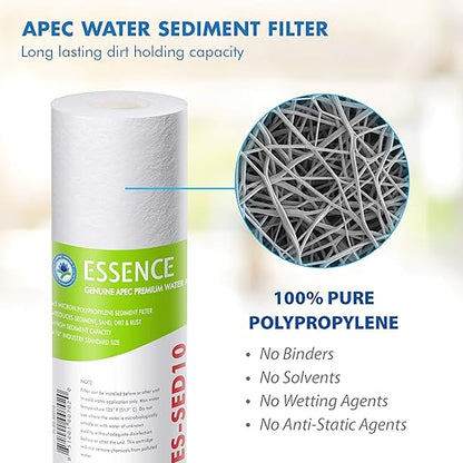 APEC Water Systems WFS-1000 3 Stage Under-Sink Water Filter System, White & Filter-Set-ES High Capacity Replacement Pre-Filter Set for Essence Series Reverse Osmosis Water Filter System Stage 1-3