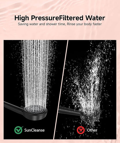 SunCleanse Filtered Shower Head with Handheld,9-Spray Setting High Pressure Detachable Shower Head with 4 Filters for Hard Water - Filter Chlorine, Improve Skin and Hair Texture(4 Filters, Chrome)