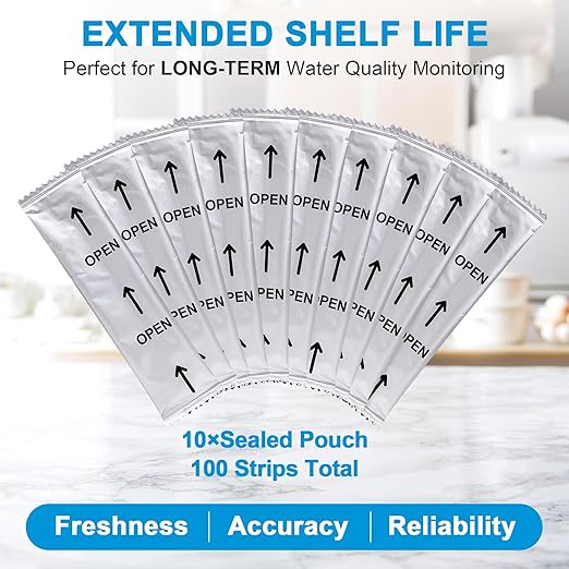 Water Hardness Test Kits - Hard Water Test Kits for Drinking Water Well Hot Tub Spa Swimming Pool Dishwasher Water Softener - Quick & Accurate Water Hardness Test Strips for Calcium, Magnesium