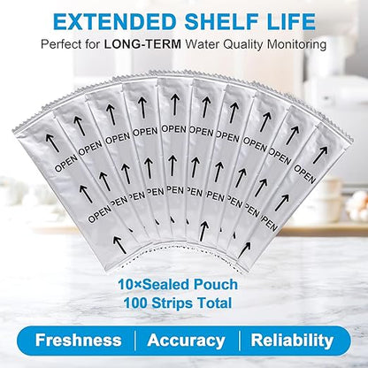 Water Hardness Test Kits - Hard Water Test Kits for Drinking Water Well Hot Tub Spa Swimming Pool Dishwasher Water Softener - Quick & Accurate Water Hardness Test Strips for Calcium, Magnesium
