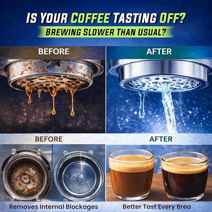 Coffee Machine Cleaner Descaler Tablets 25 Pack - Compatible With Keurig, Nespresso, Philips, Ninja, Delonghi, Miele, Breville & More - Coffee Maker Cleaner Tablets with 1 Year Supply