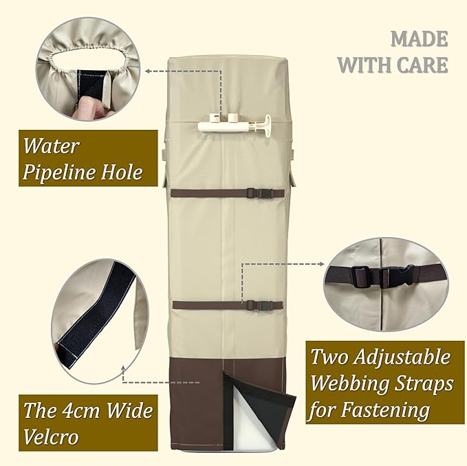 Water Softener Cover Waterproof, Water Softener Cover for WHES30E/WHES40E Grain Softener Housings Outdoor,(Beige&Tan)