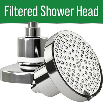 Lab Tested Filtered Shower Head for Improved Hair & Skin. Great for Dry Itchy Skin, Dandruff, Eczema. Multi Stage Calcium Sulfite Filter. 7 Spray Spa Setting. Chlorine Reducing Filter for Hard Water