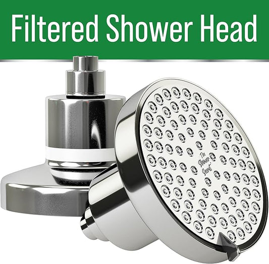 Lab Tested Filtered Shower Head for Improved Hair & Skin. Great for Dry Itchy Skin, Dandruff, Eczema. Multi Stage Calcium Sulfite Filter. 7 Spray Spa Setting. Chlorine Reducing Filter for Hard Water
