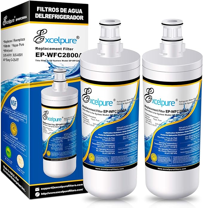 EXCELPURE 3US-AF01 Under Sink Water Filter Replacement for Filtrete Standard 3US-AF01 3US-AS01 Whirlpool WHCF-SRC WHCF-SUFC WHCF-SUF 2PACK