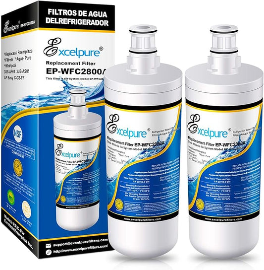EXCELPURE 3US-AF01 Under Sink Water Filter Replacement for Filtrete Standard 3US-AF01 3US-AS01 Whirlpool WHCF-SRC WHCF-SUFC WHCF-SUF 2PACK