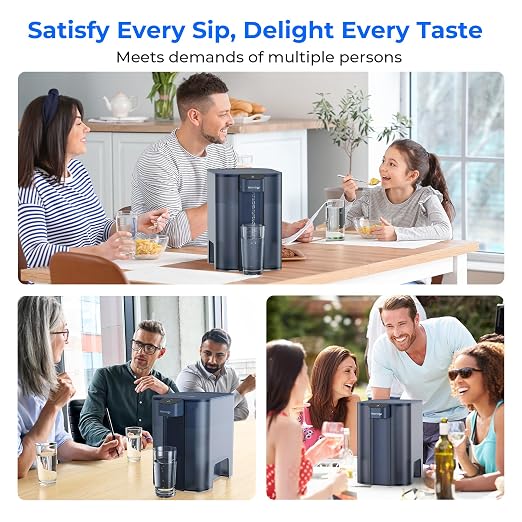 Waterdrop ED04B-L Mega Electric Water Filter Dispenser, Large 27-Cup, Blue | 200-Gallon Rechargeable Instant System, NSF/ANSI 42&53&401&372, Reduce PFOA/PFOS, Lead, Chlorine, Does not Lower TDS