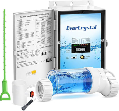 Salt Water Pool Chlorinator System - Up to 25,000 Gallons | For Inground Pools, Self-Cleaning Salt Chlorine Generator, Clear Housing, Flow & Temp Sensors, 1 Year Warranty