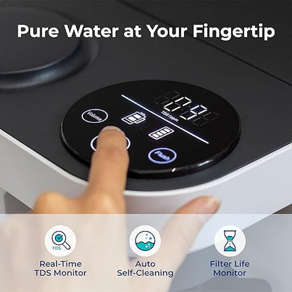 Bluevua RO100ROPOT-Lite Countertop Reverse Osmosis Water Filter System, 3:1 Pure to Drain Ratio, Portable RO Filtration with Remineralization, No Installation, WQA Certified, 6-Stage White