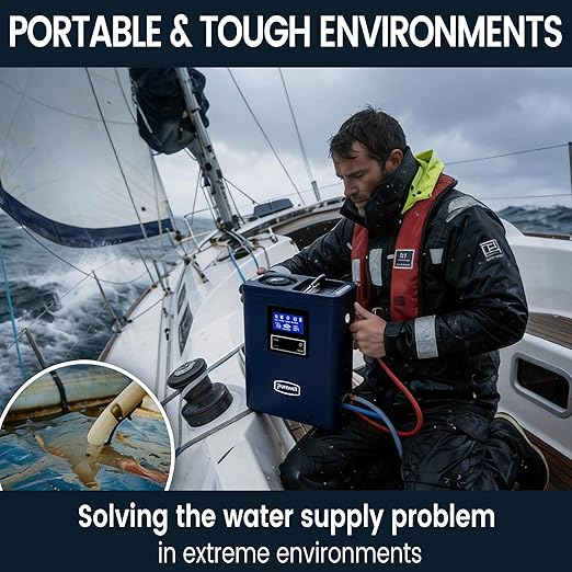 Purewell® K8680 RO Water Purifier System,10-Stage RV Portable Water Filtration Survival with UV,Desalination Rate Reaches 95%,Survival Gear Purification for Drinking,Team Camping，Travel(Blue)