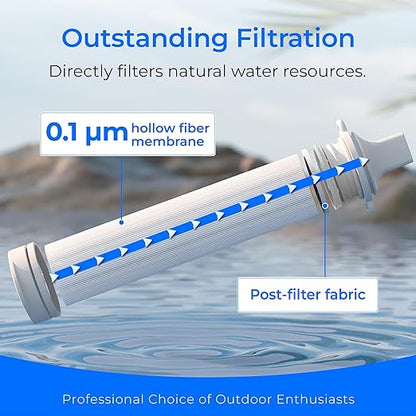 Waterdrop Gravity Water Filter Straw, Camping Water Filtration System, Water Purifier Survival for Travel, Backpacking and Emergency Preparedness, 0.1 Micron, 5 Stage Filtration