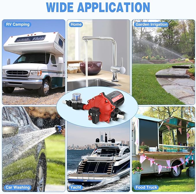 Nilight RV Water Pump 12v Camper Water Pump 7.0 GPM 70 PSI with Pressure Switch Strainer Heavy Duty Diaphragm Pump 12 Volt DC Upgrade Self-Priming Low Noice for RV Marine Yacht Caravan Camper Trailer