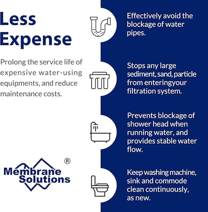 Membrane Solutions 50 Micron Sediment Water Filter Replacement Polypropylene Cartridge 10"x 2.5" for Whole House RO System, Compatible with Aqua-Pure AP110, GE FXUSC, WHKF-GD05, Culligan P5-6 Pack