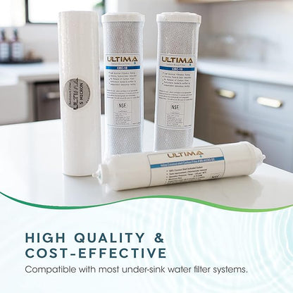 Ultima 4-Stage Reverse Osmosis Universal Under Sink Water Filter Replacement Cartidges with 50 GPD Reverse-Osmosis Membrane and 1 Quick Connect Post Filter