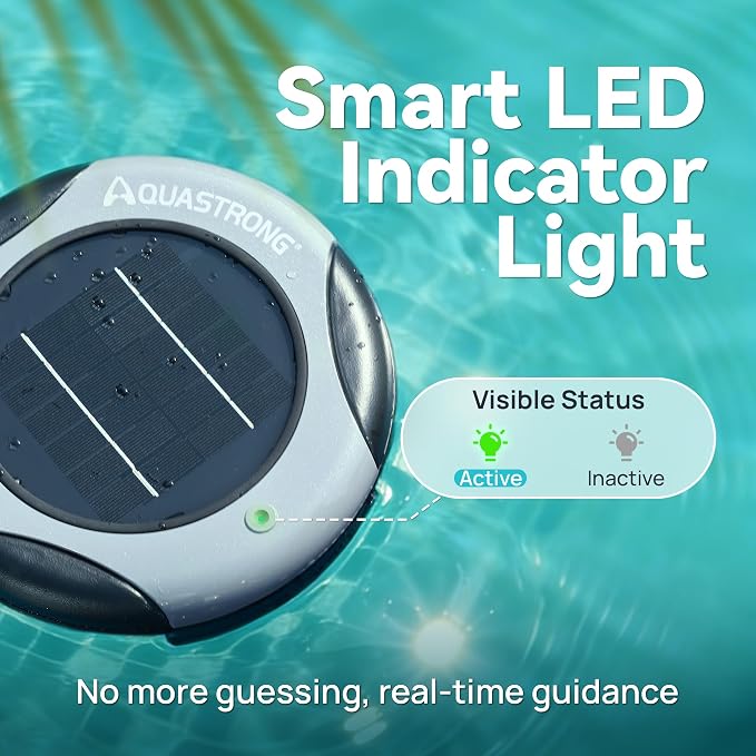 AQUASTRONG Solar Powered Pool Maintenance System with 19.9 oz Copper Anode, High-Efficiency Solar Panel for Above & Inground Swimming Pools up to 50,000 Gal, Compatible with All Pool Types