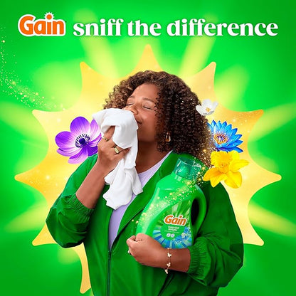 Gain Liquid Laundry Detergent, Now with Odor Defense, Waterfall Delight Scent, 132 fl oz, 100 Loads (Packaging May Vary)