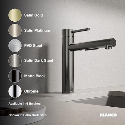 Blanco 527559 Alta II Low Arc Pull-Out Kitchen Faucet - 1.5 GPM - PVD Steel