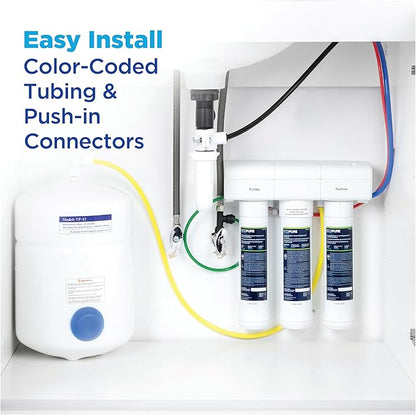 EcoPure ECOP30 Premium Reverse Osmosis System – Under Sink Drinking Water Filter System – NSF-Certified – Reduces Lead, Chlorine, and TDS –Bottled-Quality Water – Easy Filter Changes