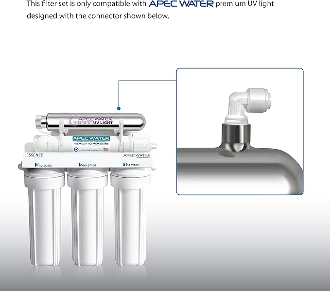 APEC Water Systems Filter-Set-ESUV-SSV2 75 GPD High Capacity Complete Replacement Filter Set for ROES-UV75-SS Reverse Osmosis Water Filter System Stage 1-3&5