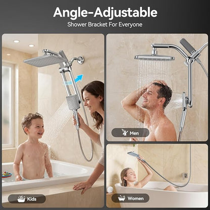 Dual Filtered Rainfall Handheld Showerhead Spray Combo with 7 Modes | 2026 Upgraded Shower Head Combo, Dual Filtration For Skin & Hair Care, One-Button Filter Replacement, Modern Chrome